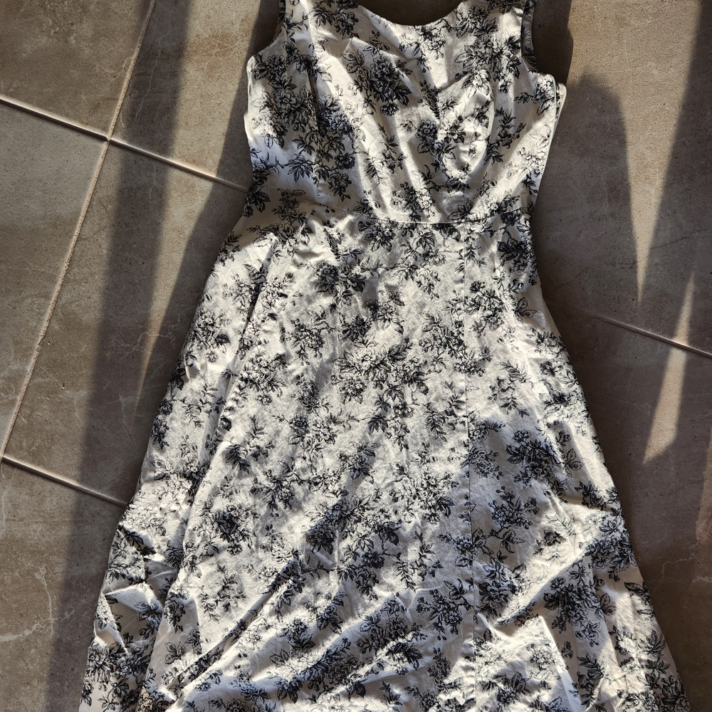 Chadwicks Black and White Floral Midi Dress